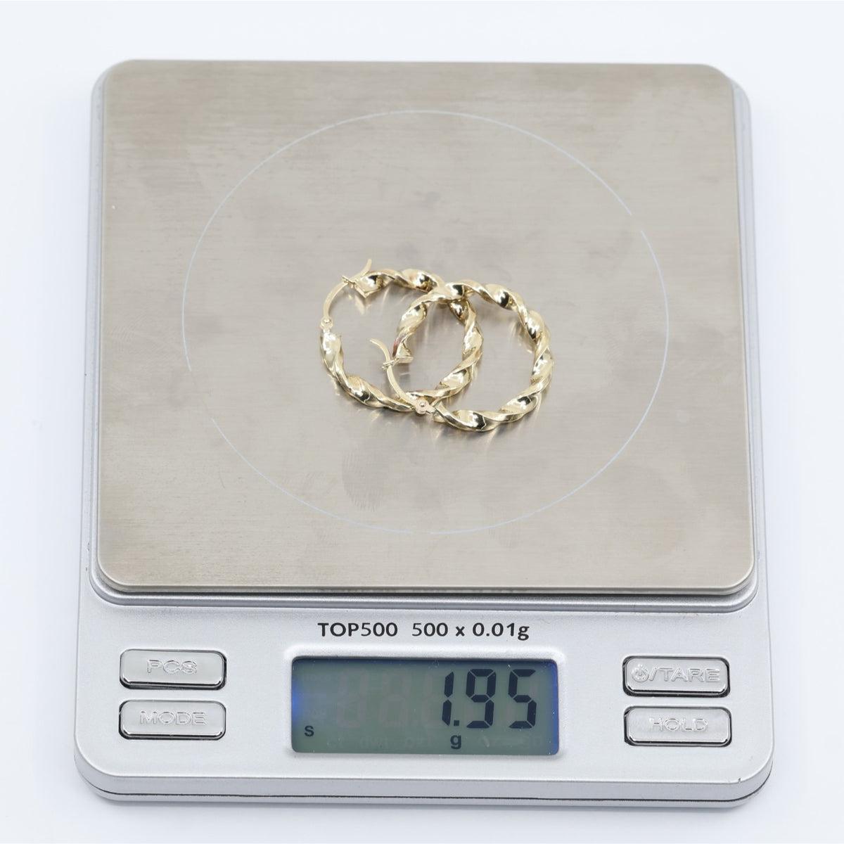 Medium 10K Yellow Gold Hinged Round Spiral Hoop Earrings