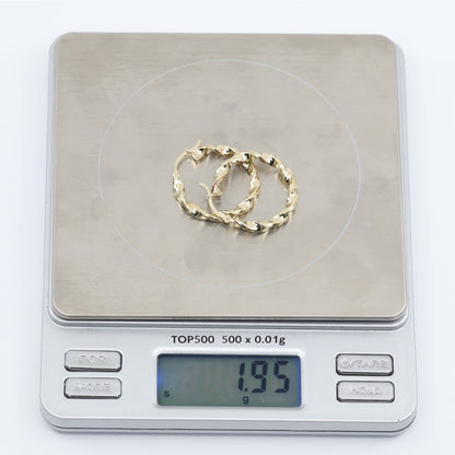 Medium 10K Yellow Gold Hinged Round Spiral Hoop Earrings