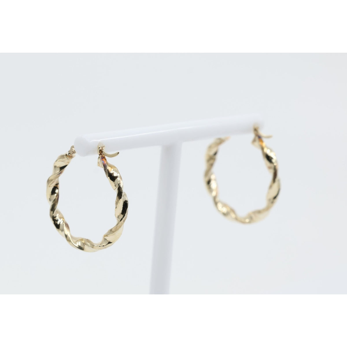 Medium 10K Yellow Gold Hinged Round Spiral Hoop Earrings