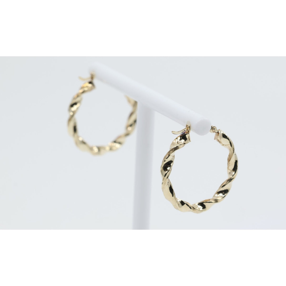 Medium 10K Yellow Gold Hinged Round Spiral Hoop Earrings