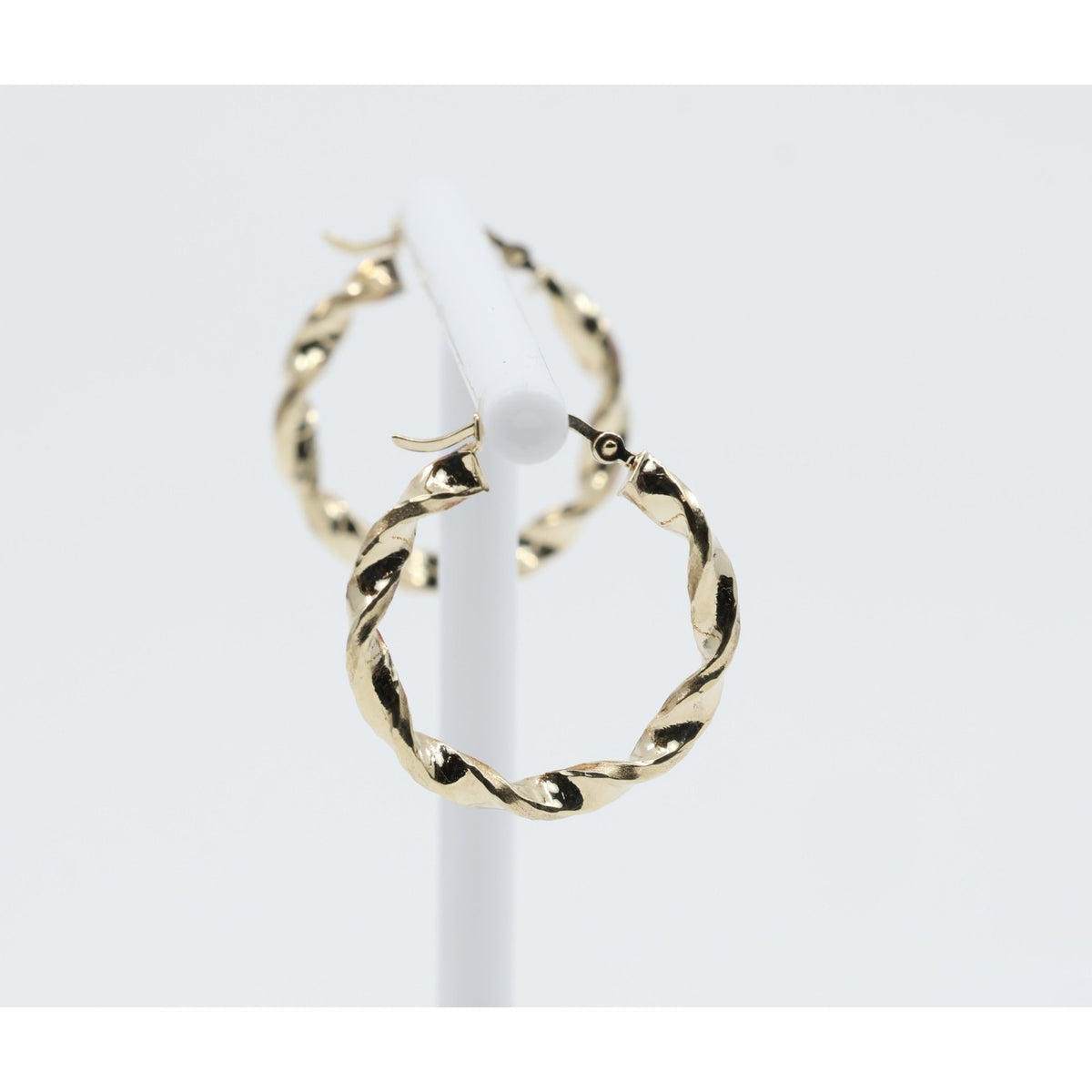 Medium 10K Yellow Gold Hinged Round Spiral Hoop Earrings