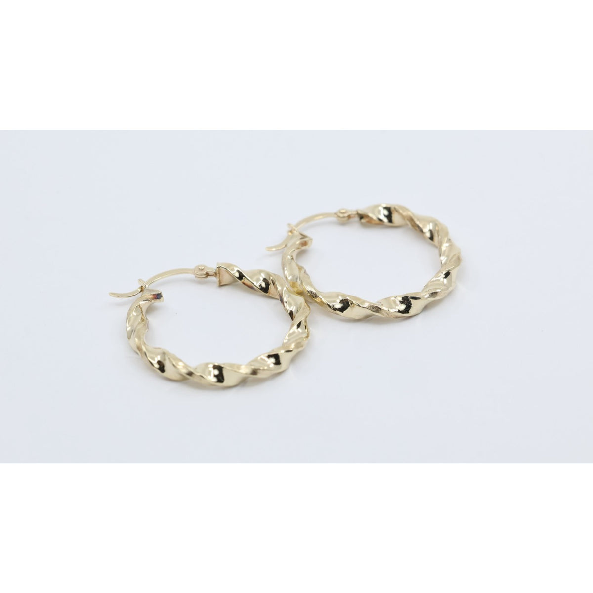 Medium 10K Yellow Gold Hinged Round Spiral Hoop Earrings