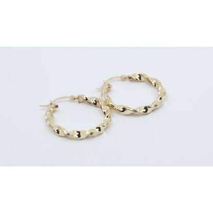 Medium 10K Yellow Gold Hinged Round Spiral Hoop Earrings