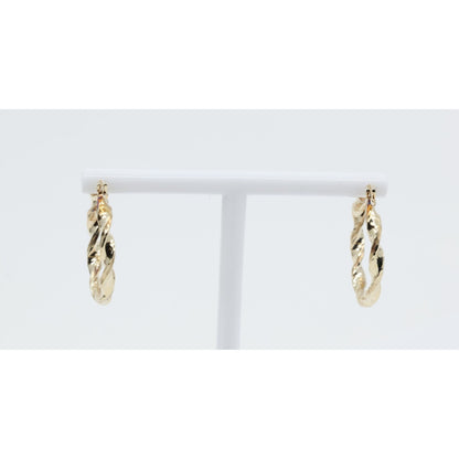 Medium 10K Yellow Gold Hinged Round Spiral Hoop Earrings