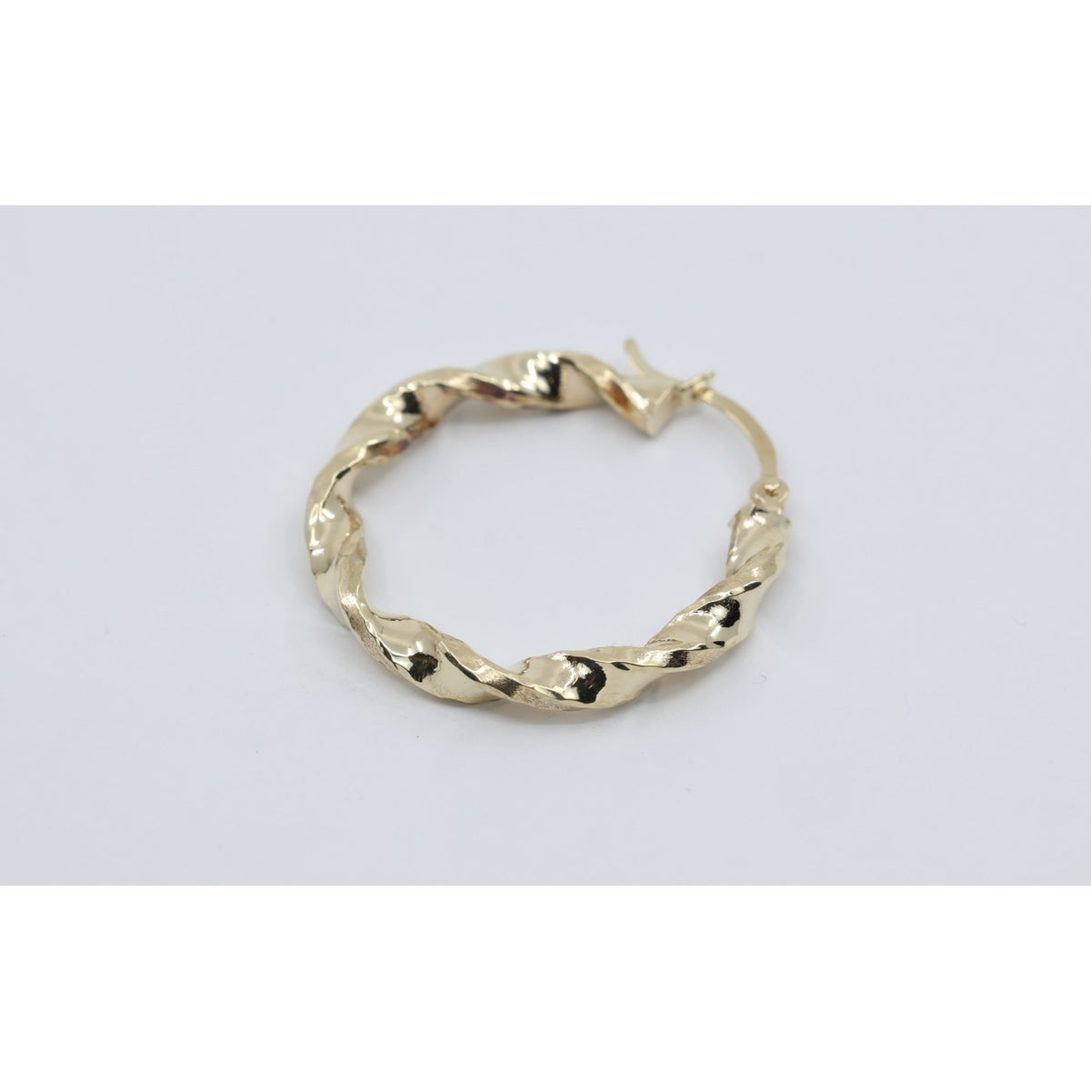 Medium 10K Yellow Gold Hinged Round Spiral Hoop Earrings