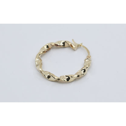 Medium 10K Yellow Gold Hinged Round Spiral Hoop Earrings