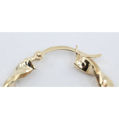 Medium 10K Yellow Gold Hinged Round Spiral Hoop Earrings