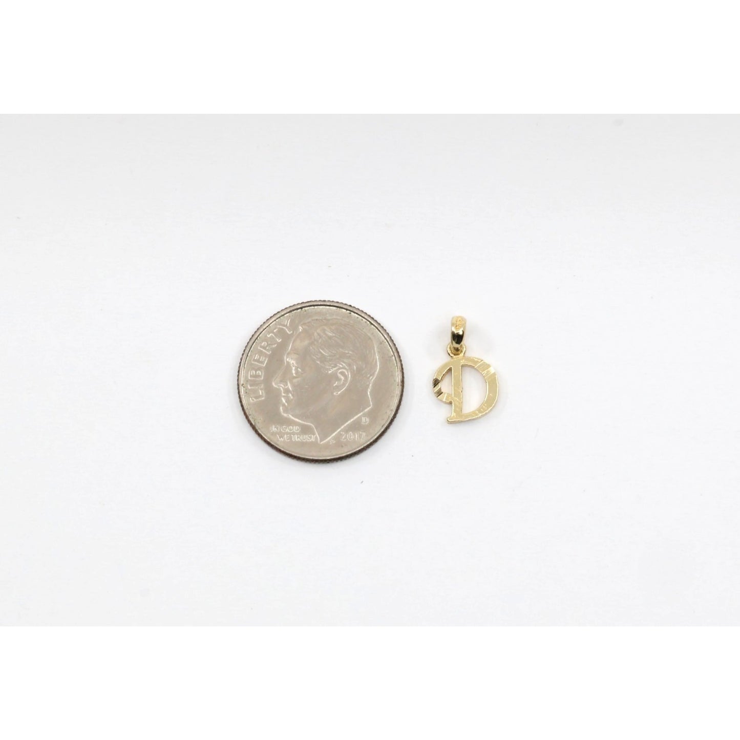 10K Yellow Gold Initial Letter " D " Charm Pendant