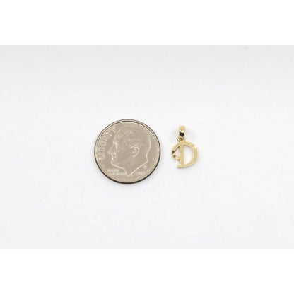 10K Yellow Gold Initial Letter " D " Charm Pendant