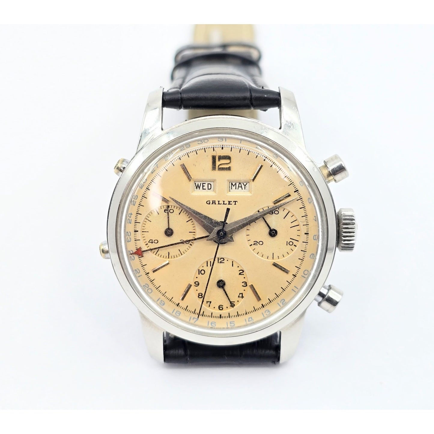 Vintage Gallet Multichron Calendar Chronograph Valjoux 72C Triple Date Ref 998