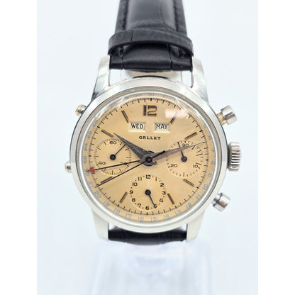 Vintage Gallet Multichron Calendar Chronograph Valjoux 72C Triple Date Ref 998