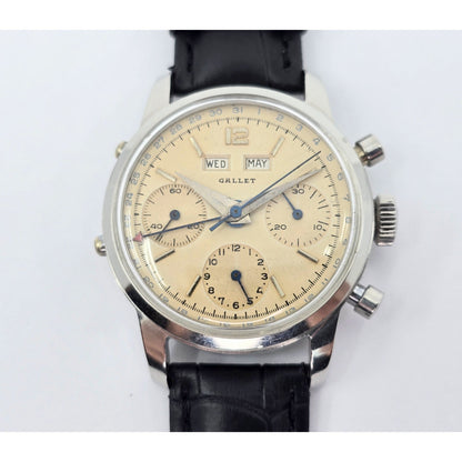 Vintage Gallet Multichron Calendar Chronograph Valjoux 72C Triple Date Ref 998