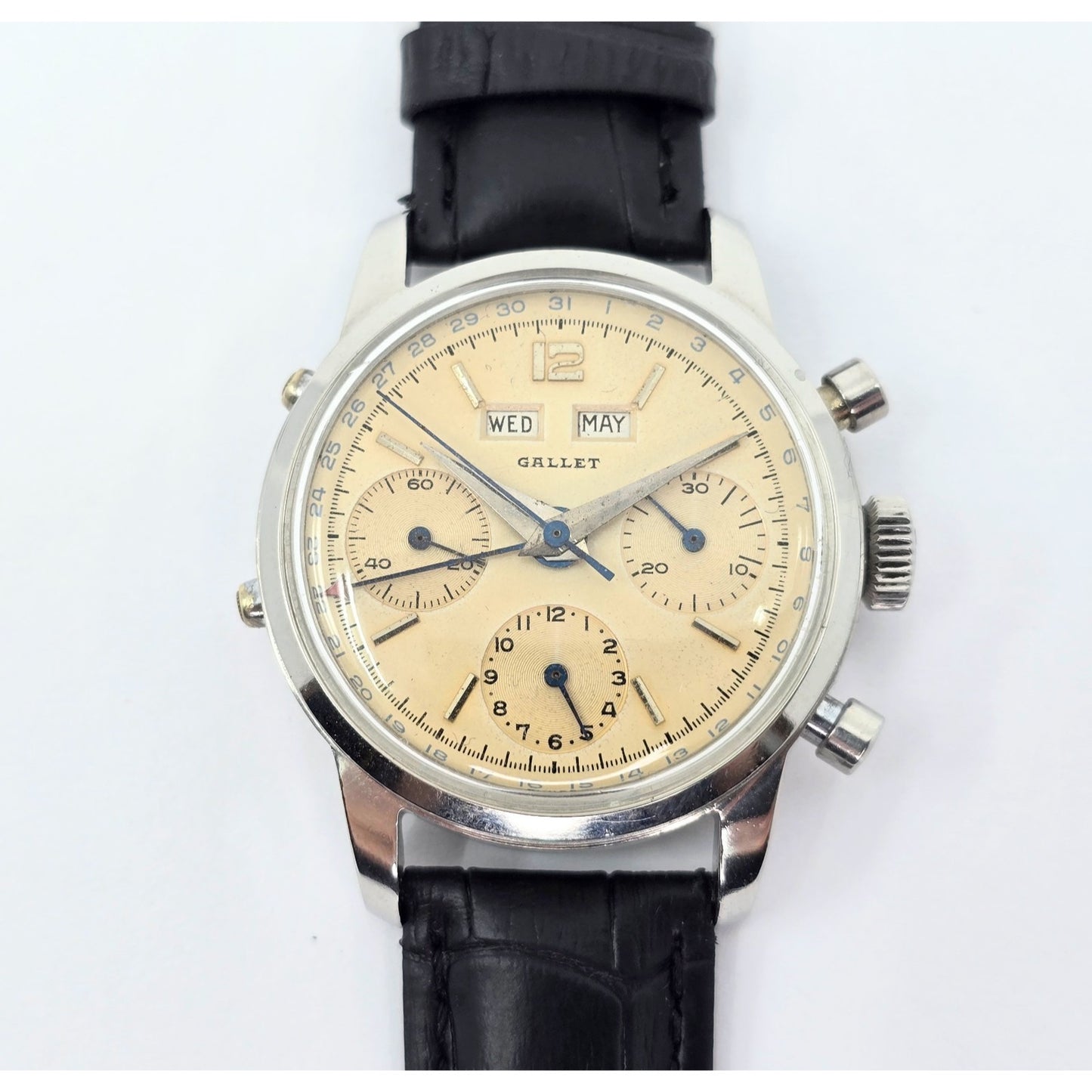 Vintage Gallet Multichron Calendar Chronograph Valjoux 72C Triple Date Ref 998