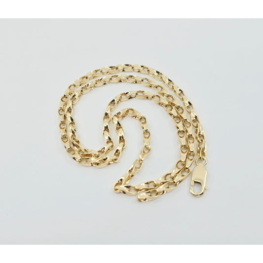 Fancy 12K Yellow Gold Custom Link Chain Necklace