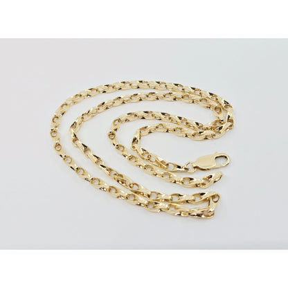 Fancy 12K Yellow Gold Custom Link Chain Necklace