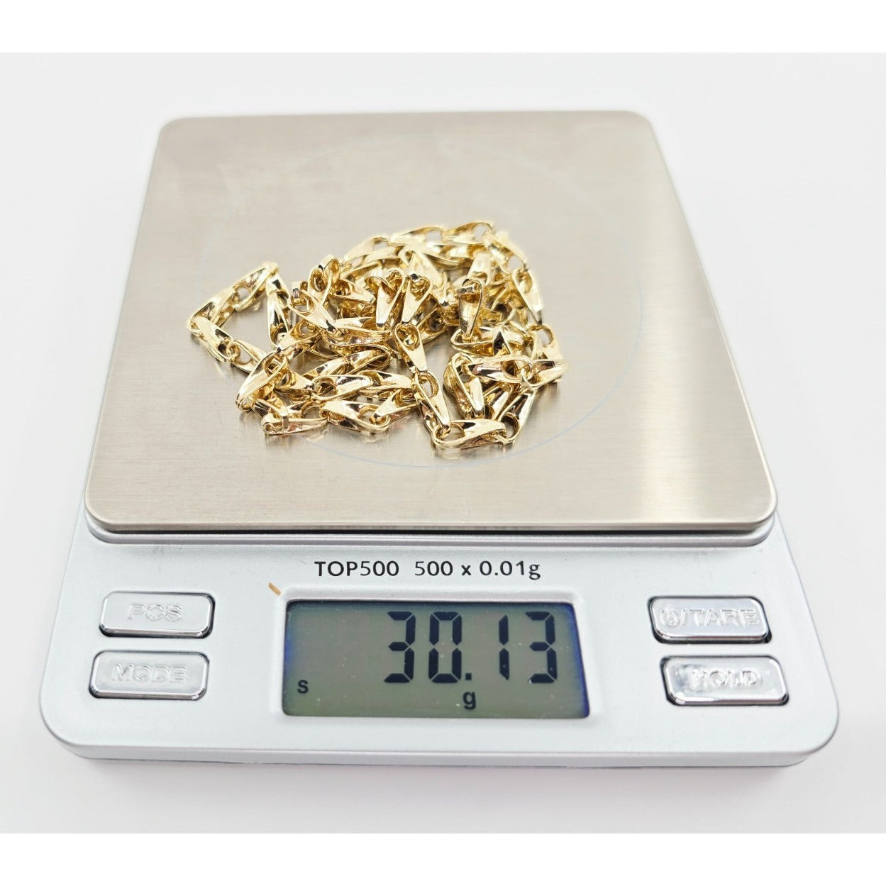 Fancy 12K Yellow Gold Custom Link Chain Necklace