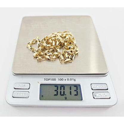 Fancy 12K Yellow Gold Custom Link Chain Necklace