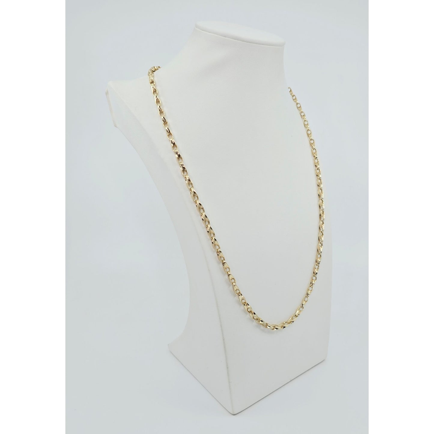 Fancy 12K Yellow Gold Custom Link Chain Necklace