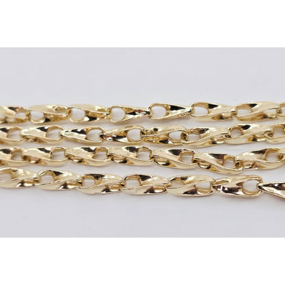 Fancy 12K Yellow Gold Custom Link Chain Necklace