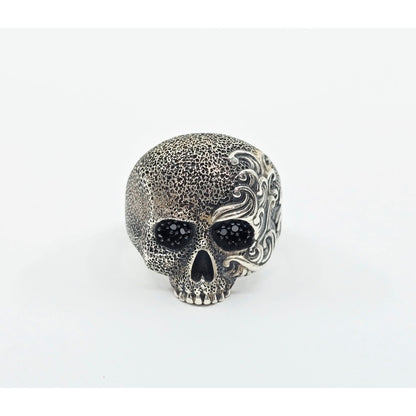 David Yurman Black Diamond Skull Wave Ring 925 Sterling Silver Waves Collection