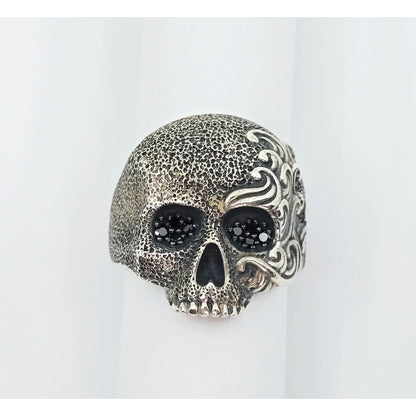 David Yurman Black Diamond Skull Wave Ring 925 Sterling Silver Waves Collection