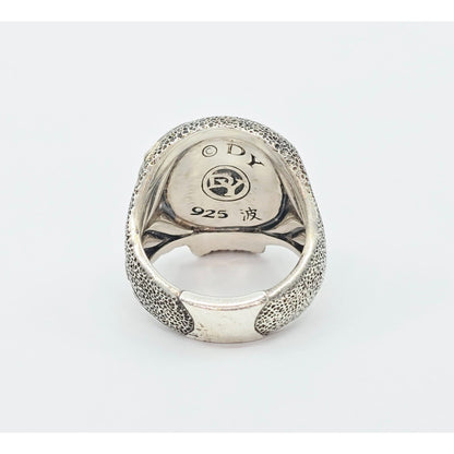 David Yurman Black Diamond Skull Wave Ring 925 Sterling Silver Waves Collection