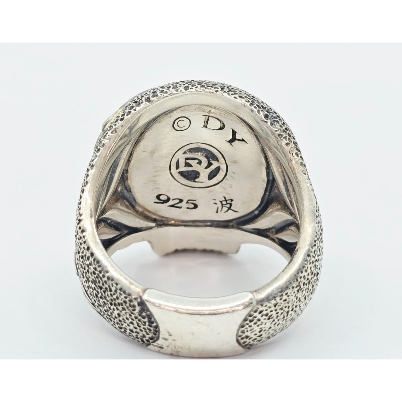 David Yurman Black Diamond Skull Wave Ring 925 Sterling Silver Waves Collection