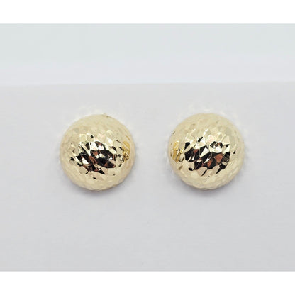 14K Yellow Gold Round Ball Hammered Stud Earrings