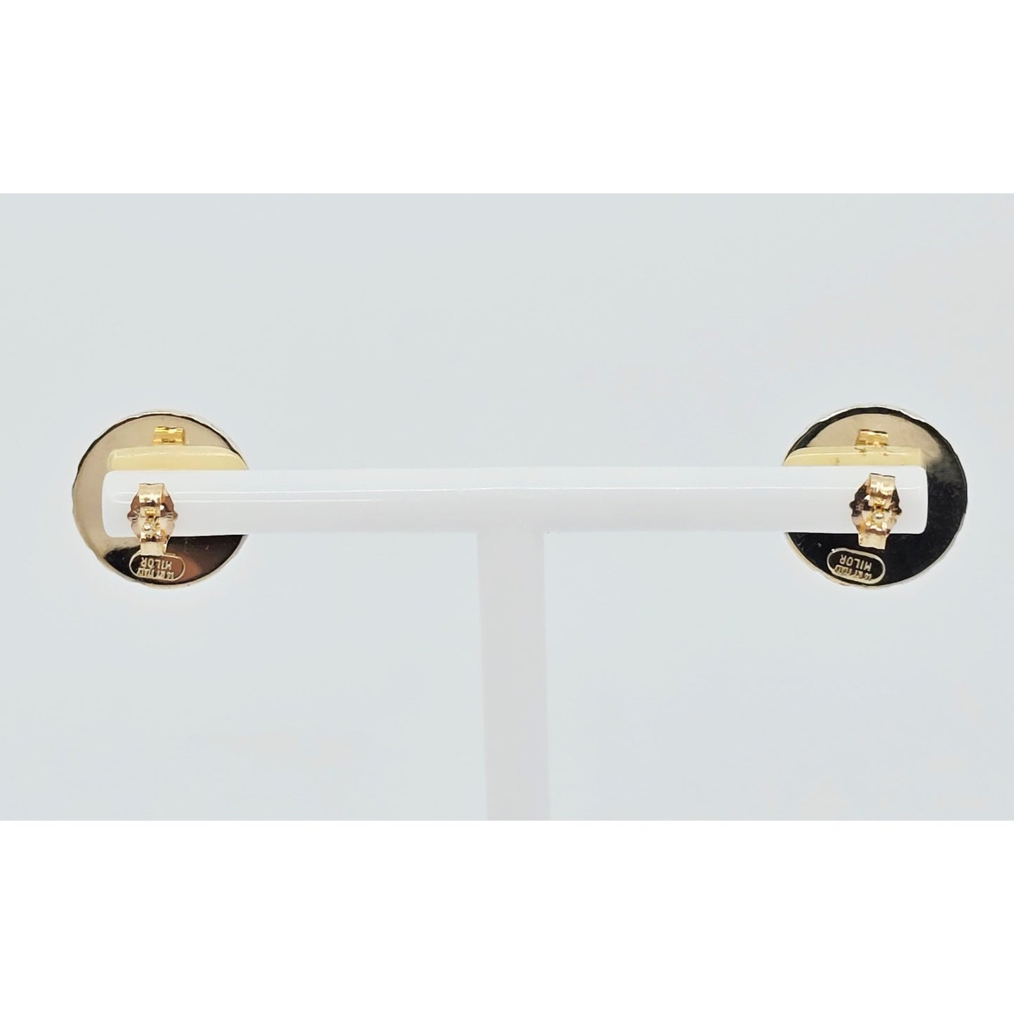 14K Yellow Gold Round Ball Hammered Stud Earrings