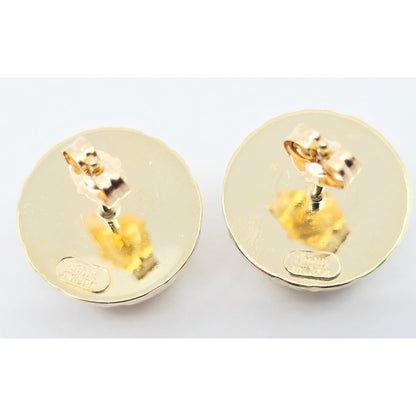14K Yellow Gold Round Ball Hammered Stud Earrings
