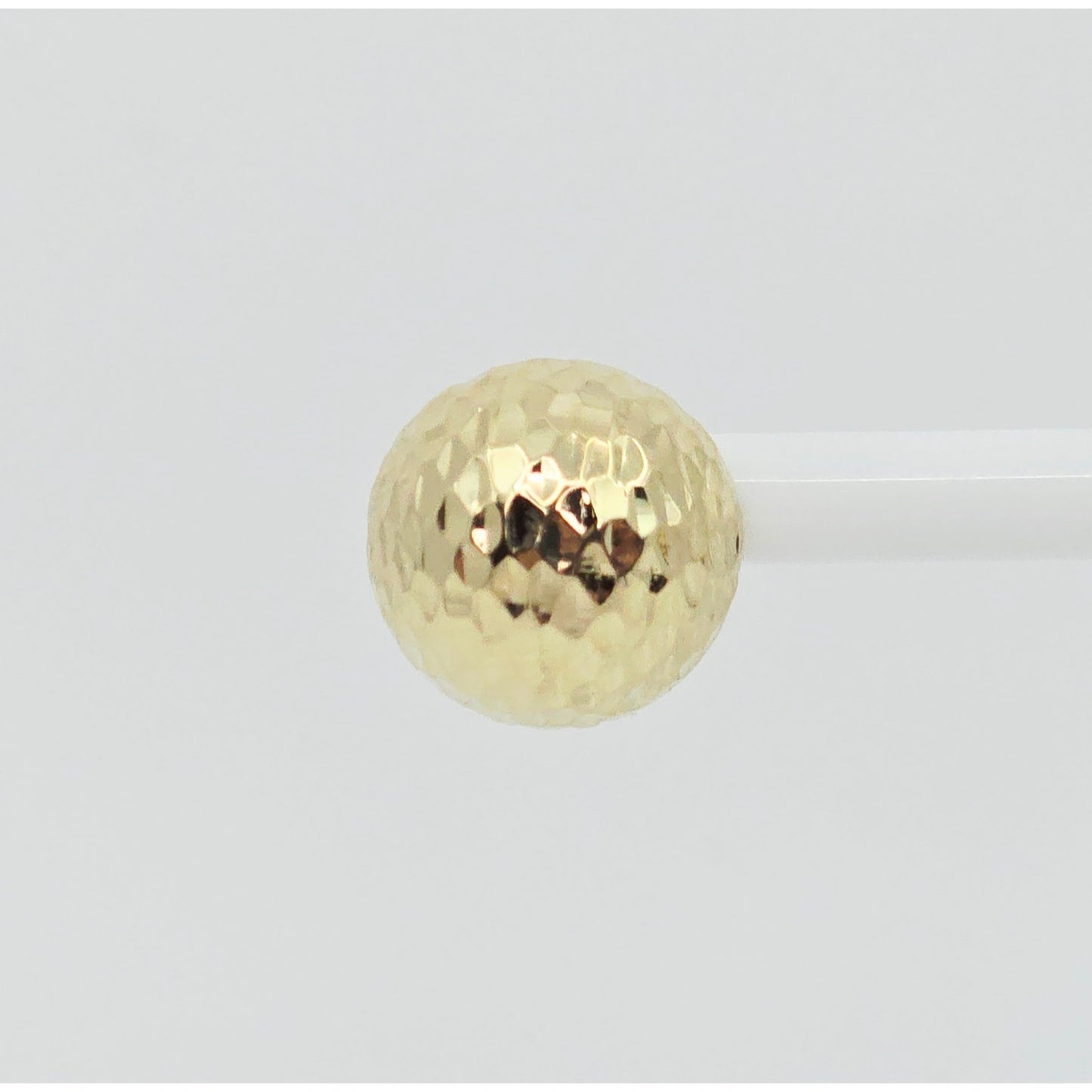 14K Yellow Gold Round Ball Hammered Stud Earrings