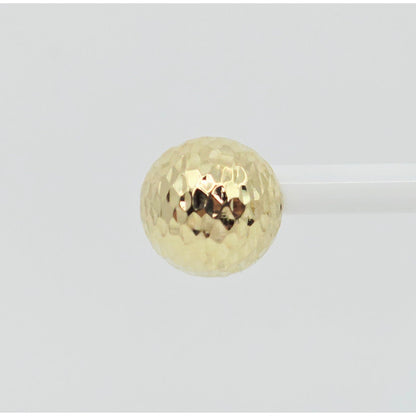 14K Yellow Gold Round Ball Hammered Stud Earrings
