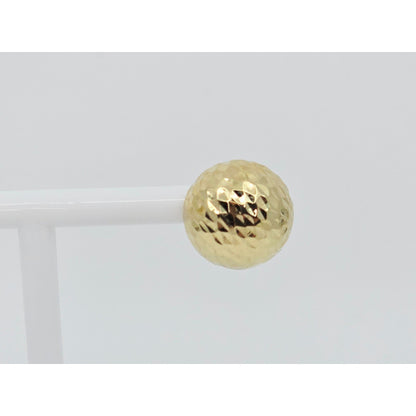 14K Yellow Gold Round Ball Hammered Stud Earrings