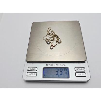 14K Tri Color Gold 3 Heart CZ Box Link Chain Necklace