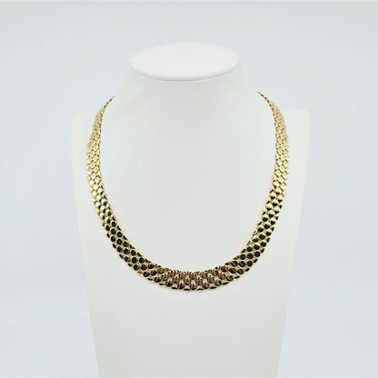 18K Yellow Gold Graduated Flat Collar Panther Link Chain Necklace