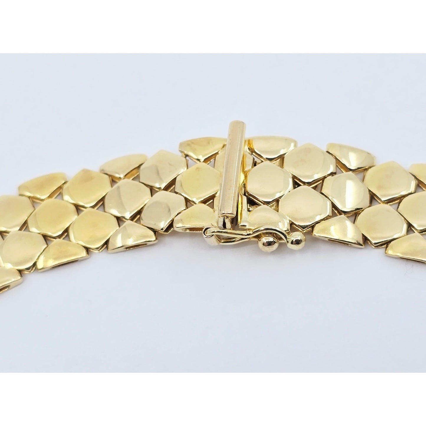 18K Yellow Gold Graduated Flat Collar Panther Link Chain Necklace