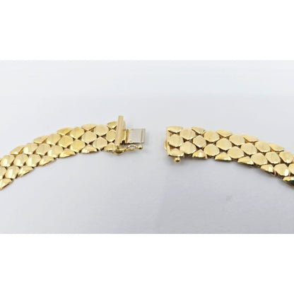 18K Yellow Gold Graduated Flat Collar Panther Link Chain Necklace