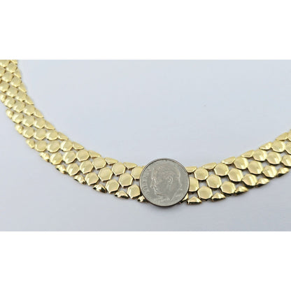18K Yellow Gold Graduated Flat Collar Panther Link Chain Necklace
