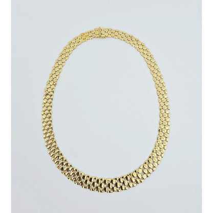 18K Yellow Gold Graduated Flat Collar Panther Link Chain Necklace