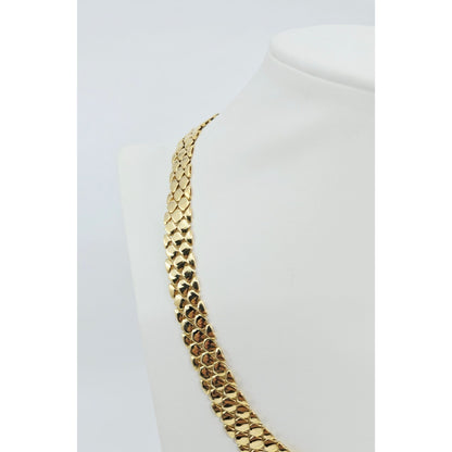18K Yellow Gold Graduated Flat Collar Panther Link Chain Necklace