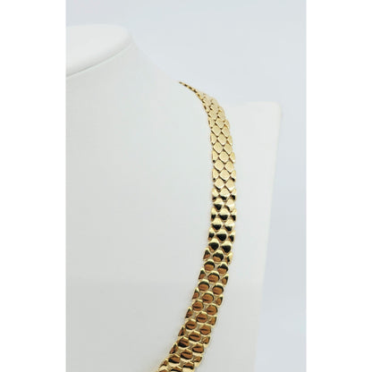 18K Yellow Gold Graduated Flat Collar Panther Link Chain Necklace