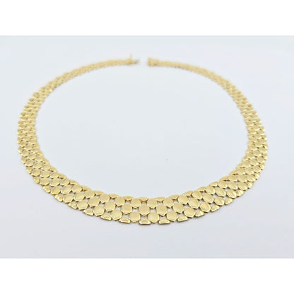 18K Yellow Gold Graduated Flat Collar Panther Link Chain Necklace