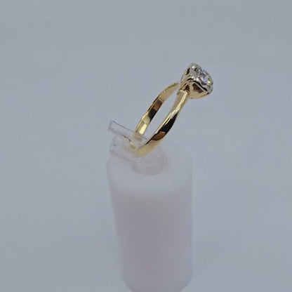 10K Two Tone Gold Solitaire Diamond Engagement Ring