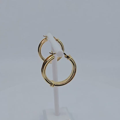 Medium 14K Yellow Gold Hinged Hoop CZ Earrings