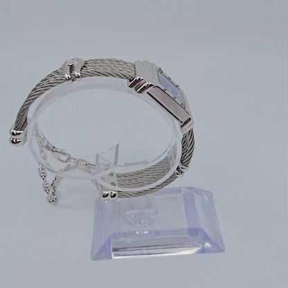 Philippe Charriol Columbus 925 Silver Watch Cable Bracelet MOP Diamond Dial