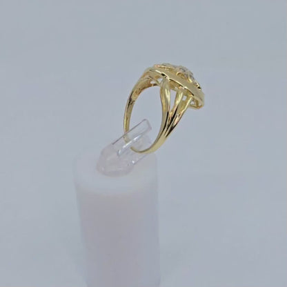 14K Yellow Gold Diamond Flower Ring