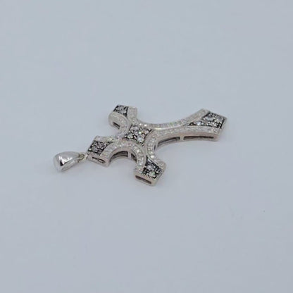 Solid 925 Sterling Silver Religious Diamond Cross Charm Pendant