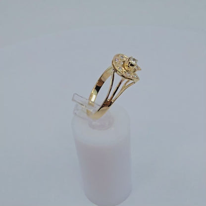10K Yellow Gold Diamond Horse Shoe Ring