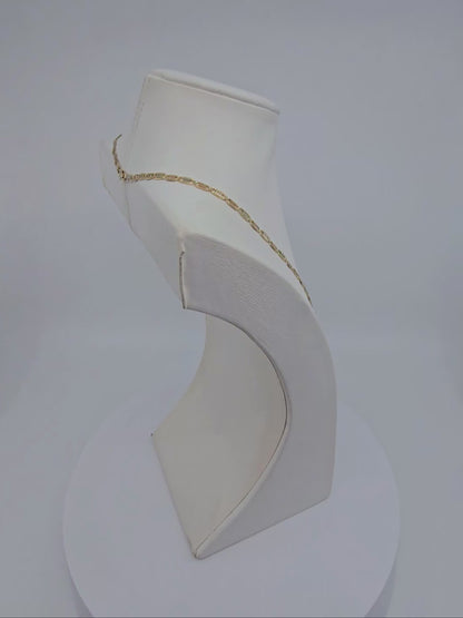 10K Tri Tone Gold Diamond Cut Valentino Link Chain Necklace