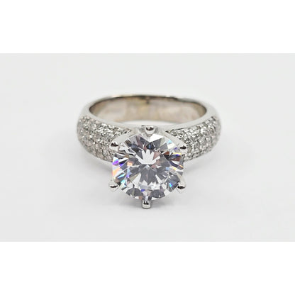 14K White Gold Ladies CZ Engagement Ring
